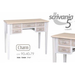 [GIC729430] Scrivania con 5 cassetti shabby anticata cm 90 x 40 x 79 h