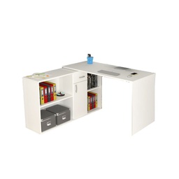 [FZ91158] (2c) Scrivania reversibile bianca 4 scomparti bianco 210x60xh.74 cm