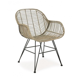 [B0671480] Sedia con braccioli Raquel in fibre naturali