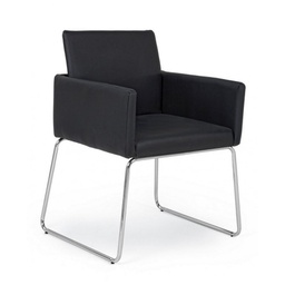 [B0733217] Sedia con braccioli in similpelle Nero SIXTY 60x54x h80,5 cm