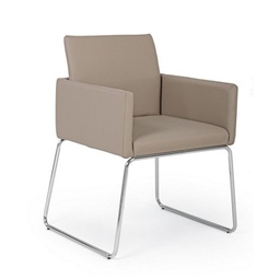 [B0733219] Sedia con braccioli in similpelle Tortora SIXTY 60x54x h80,5 cm