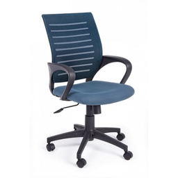 [B0710191] Sedia da ufficio blu con ruote e braccioli