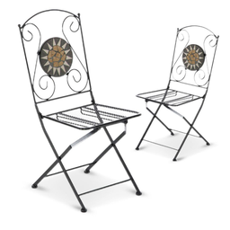 [8056157801009] Sedia pieghevole in ferro per esterno Nero MUSA 42x55x h95 cm Set 2 pezzi