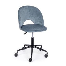 [B0710166] Sedia ufficio azzurro in velluto e struttura in acciaio