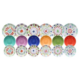 [20003538] Servizio Piatti 18 Pezzi Bio Porcellana Multicolor