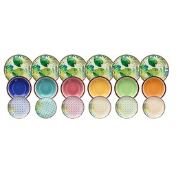 [20003537] Servizio Piatti 18 Pezzi New Jungle Porcellana Multicolor
