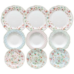 [20003510] Servizio Piatti 18 Pezzi Penelope Porcellana Multicolor