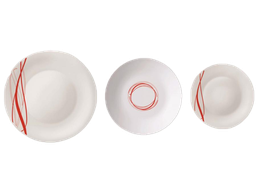 [1996679] Servizio Piatti 18 Pz White Moon Flow Red
