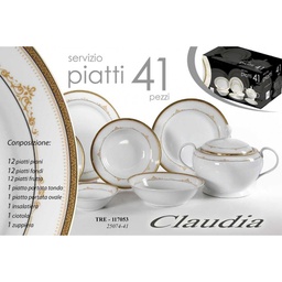 [GIC117053] Servizio di piatti pz 41 con disegno oro elegante