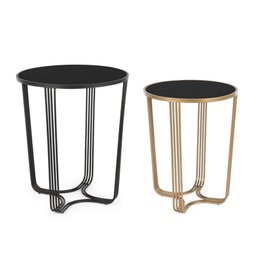 [B0746296] Set 2 Tavolino oro-nero in metallo stile design