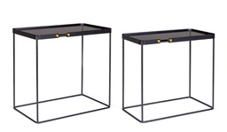 [B0746853] Set 2 tavolini rettangolare acciaio nero Zeina