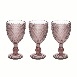 [2003741] Set 3 Calici Ciclam. Cc280 Diamante Ciclamino Vetro Rosa