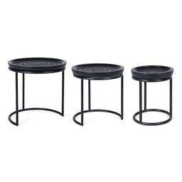 [B0746661] Set 3 Tavolini Kirtan design nero