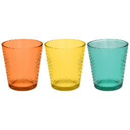 [19907742] Set 3 bicchieri Golf in vetro multicolore 340 cc