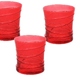 [19913682] Set 3 bicchieri in vetro rosso 310 cc