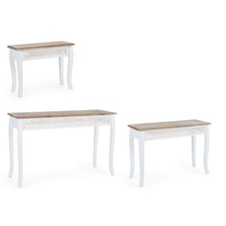 [B0745861] Set 3 consolle bianco in legno stile classico