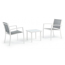 [B0662992] Set 3 pezzi da giardino salotto in metallo Auri bianco