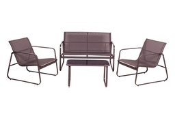 [2010489] Set 4 Divano poltrone e tavolino Grigio Scuro 165X65X112Cm