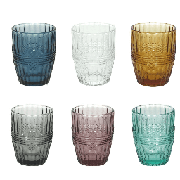 [1991175] Set 6 bicchieri 280 cc in vetro multicolore