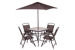 [2010533] Set 6Pz 4 sedie tavolo e ombrellone e Ombrellone Grigio165X65X112