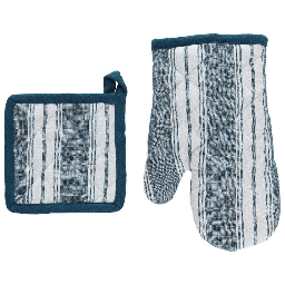 [20041404] Set Guantone Forno E Presina Ottanio Cotone Blu