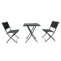 [FZ99641] Set WRB015 Tavolo e sedie pieghevoli rattan nero