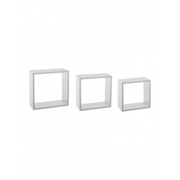[19921590] Set da 3 mensole decorative in MDF a cubo Bianco