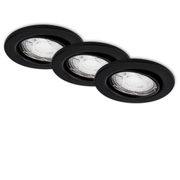 [20007655] Set di 3 apparecchi da incasso Ø 8,6 cm GU10 5W 460lm - colore nero