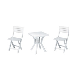 [2001783] Set duetto resina tavolo + 2 sedie bianco 