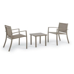 [B0662991] Set giardino da 3 salotto metallo tortora Auri