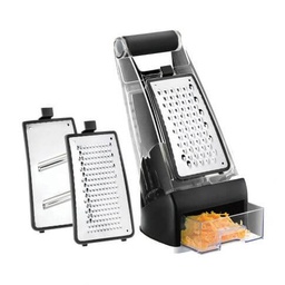[19973324] Set grattugia con 3 lame e contenitore nero
