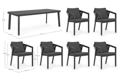 [B0663198] Set tavolo + 6 sedie Cordova antracite