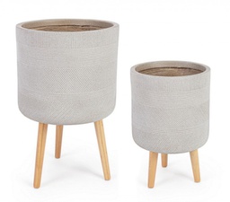 [B0790612] Set2 Vaso Rigo To Treppiede Beige  