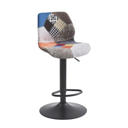 [FZ99849] Sgabello Imalia in tessuto patchwork regolabile, gamba in metallo nero  106x40x50 cm