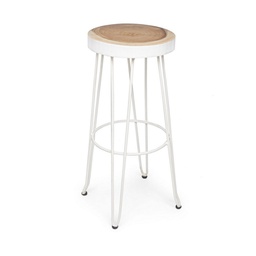 [B0680457] Sgabello bar bianco  in legno stile naturale