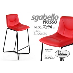 [GIC758027] 2x Sgabello bar rosso design penisola ecopelle cm 44 x 50 x 70 h
