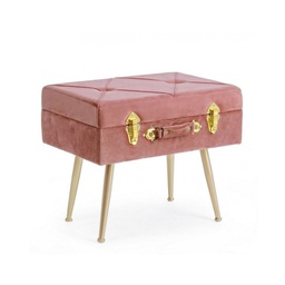 [B0720324] Sgabello con contenitore in velluto Rosa Antico POLINA 50x34x h42 cm