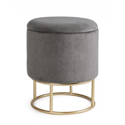 [B0720333] Sgabello con struttura metallo oro contenitore grigio