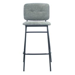 [FZ100358] Sgabello in ecopelle grigio con gambe nere Comodo e moderno