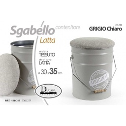 [GIC814310] Sgabello in secchio latta grigio chiaro cm 30 x 28 x 35 h
