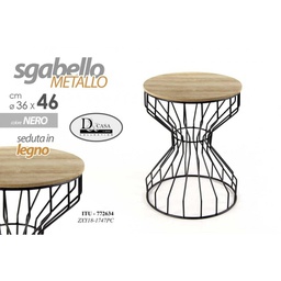 [GIC772634] 2x Sgabello nero stile urban industrial cm 36 x 46 h