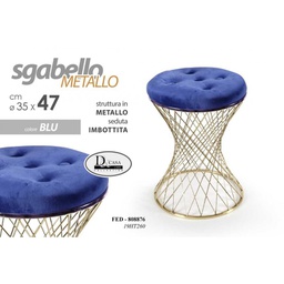 [GIC808876] 2x Sgabello trendy blu con struttura oro cm 35 x 47 h