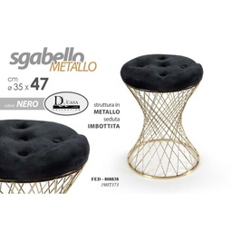 [GIC808838] 2x Sgabello trendy nero con struttura oro cm 35 x 47 h
