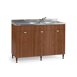 [A10462] Sottolavello da cucina 3 ante noce antico reversibile Cm 120x50xH 85