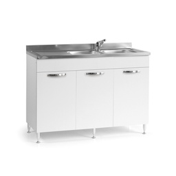 [1990519] Sottolavello per cucina 3 ante Bianco reversibile Cm 120x50xH 85