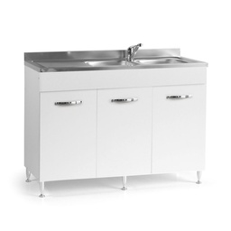 [SK-U8BS-6URI] Sottolavello per cucina 3 ante Bianco reversibile Cm 120x50xH 85