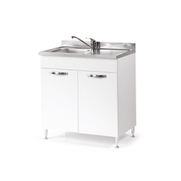 [LL-JQX6-570Y] Sottolavello per cucina Bianco Frassinato 2 ante Cm 80x50xH 85