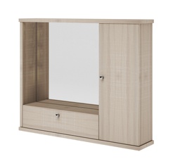 [A10542] Specchiera bagno mobile arredo moderno 1 anta con ribalta olmo h.61x73x14