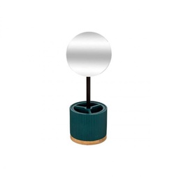 [19921709] Specchio moderno con portaoggetti Verde diametro 14x h35 cm