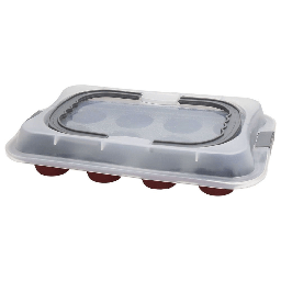 [20039612] Stampo Muffin 12 Cups Cm 6 con Coperchio Carbon Steel Rosso